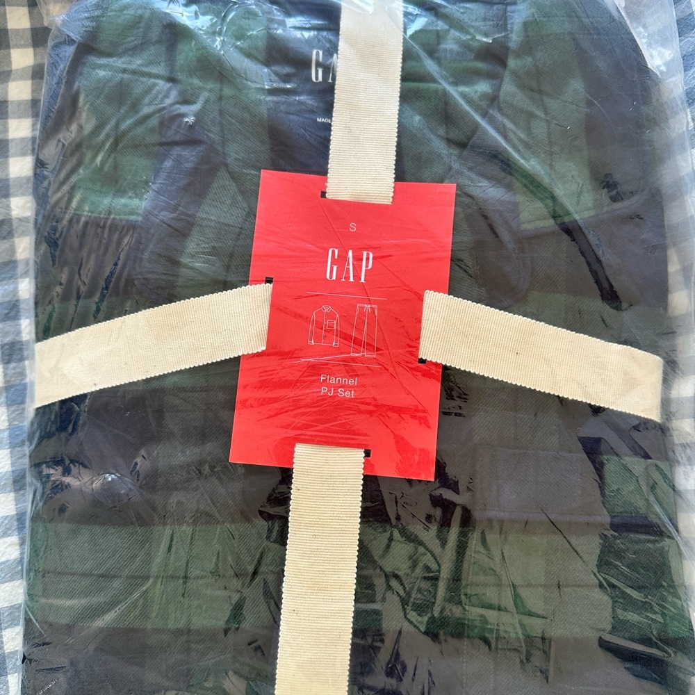 GAP Plaid Flannel Pajama Set in Green and blue